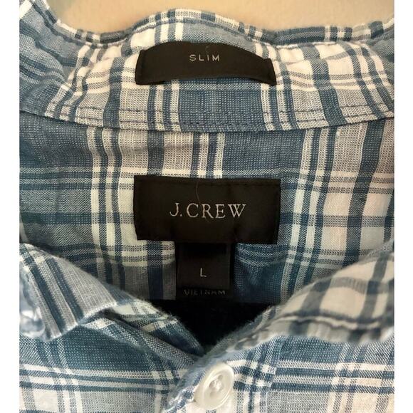 J.Crew Baird McNutt Irish Linen Plaid Slim Fit Shirt Men’s L - Picture 2 of 4
